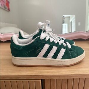 Adidas Campus Green and White Sneakers